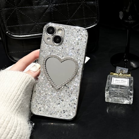 ストーン鏡付 iPhone15/15Proケース キラキラグリッター iPhone14/13Pro/12ケース 可愛い 人気 頑丈[M4020]