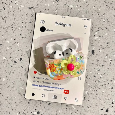 綺麗花柄 Airpods4ケースカバー 花ストラップ付 AirpodsPro2ケース airpods3/2ケース 可愛い ギフトにおすすめ[M5548]