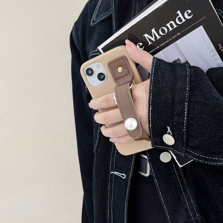真珠ベルト  iphone14pro/14promaxケース  レザー製 アイフォン13/12/11カバー オシャレ 実用 ファッション[M2410]