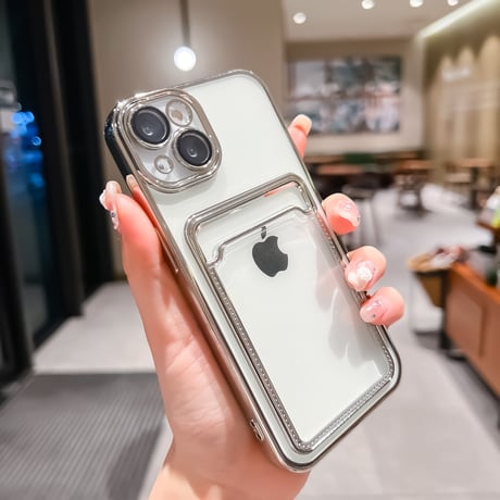 メッキ カード収納 iphone14pro/13ケース カメラレンズ保護フィルム付 アイフォン12/11proカバー お買い得[M2100]