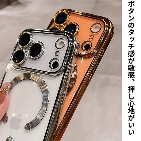 MagSafe対応 iPhone17ProMax/17Proケース  メタルライン クリア iPhone17/Airカバー カメラ保護 軽量 持ち運びやすい[M5713]
