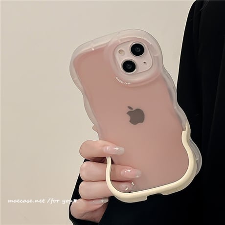 スタンド付波紋枠 iPhone13/14ケース 指紋防止マットクリア アイフォン12pro/11カバー シンプル 黄ばまない 頑丈 男女向け[M2987]