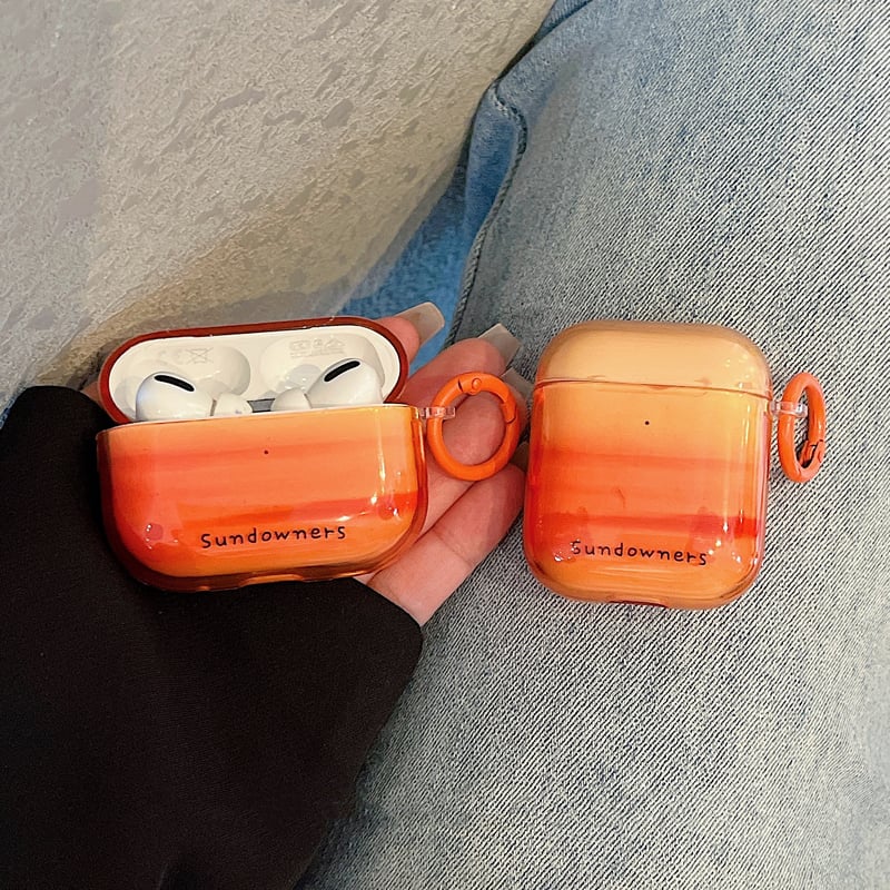 夕焼け AirpodsPro3/4ケース グラデーションオレンジ Airpods3/Pro2ケ