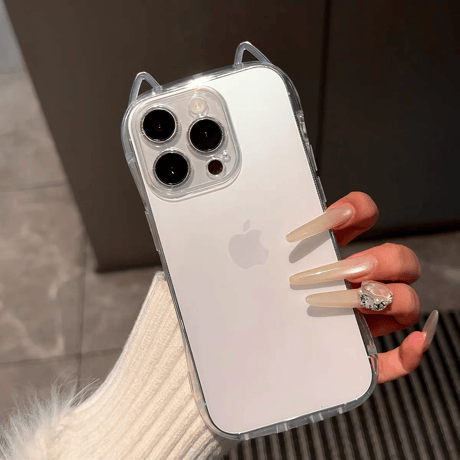 猫の耳 iPhone16/16Proケース 高透明 iPhone15Plus/14pro/SEカバー フィット感 推し活におすすめ 自由アレンジ[M5363]