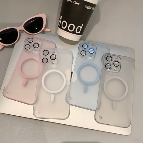 指紋防止 MagSafe対応 iPhone15/15plusケース  フチなし 淡色 iPhone14/13/12proカバー 高品質 耐久性丈夫 [M3929]