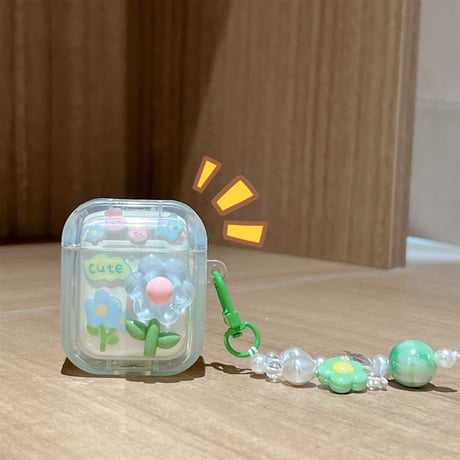 【Airpods 4】草花 AirpodsPro2ケース キラキラ airpods3/2/1ケース  かわいいアクセサリー付き うねうね 耐衝撃クリアケース ギフトにおすすめ[M3087]
