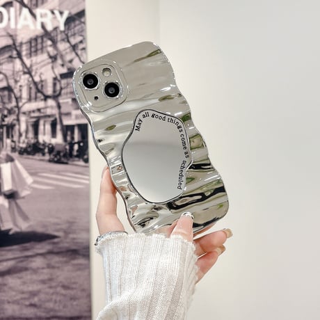 うねうねミラー iphone15/15proケース  丈夫 アイフォン14/13/12Proカバー  高級感シック ギフトにおすすめ[M3638]