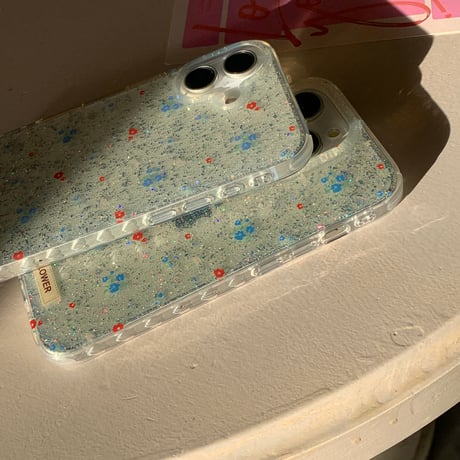 キラキラ花柄 iphone16/16proカバー  ラメ入り おしゃれ iphone15/14pro/13ケース 女子力アップ 可愛すぎる[M4955]