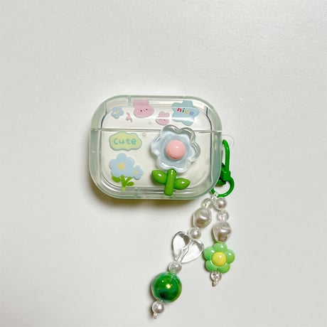 【Airpods 4】草花 AirpodsPro2ケース キラキラ airpods3/2/1ケース  かわいいアクセサリー付き うねうね 耐衝撃クリアケース ギフトにおすすめ[M3087]