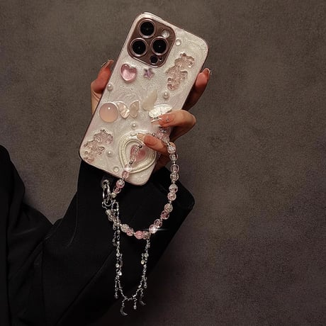 お洒落 ストラップ キラキラ 高級感 チャーム 女子力アップ 可愛い  iphone、Google Pixe、AQUOS、Galaxyなど全種類対応 [M4539]