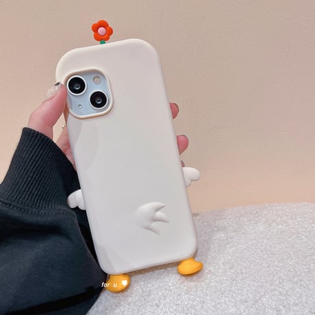 花ダック iphone13/14proケース  可愛い アイフォン13/12/11promaxカバー   超キュート 人気品 プレゼントにおすすめ[M2207]