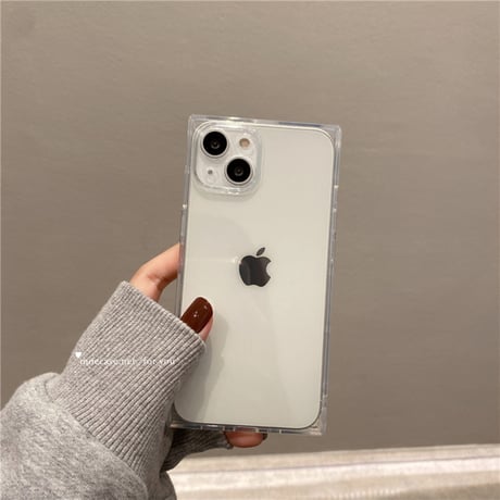 スクエア iPhone14Pro/15ケース 透明 シンプル アイフォン13/12/11promaxクリアカバー 使いやすい 男女兼用 ツヤあり[M2666]