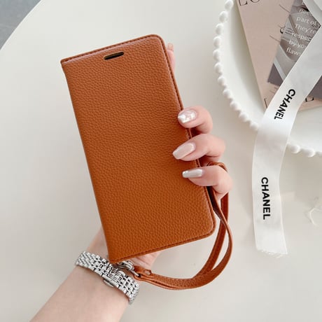 手帳型 iphone14/15proケース  レザー 高品質 iphone13mini/12/11カバー  ストラップ付 カード/お札/写真収納 スタンド[M3129]