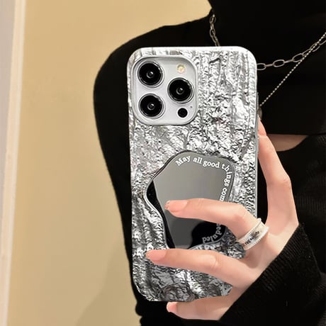 高級感ミラーiphone14/13proケース 立体皺 エンボス加工 アイフォン12/11カバー  オシャレ 頑丈 高品質 Girlsに大人気[M3016]