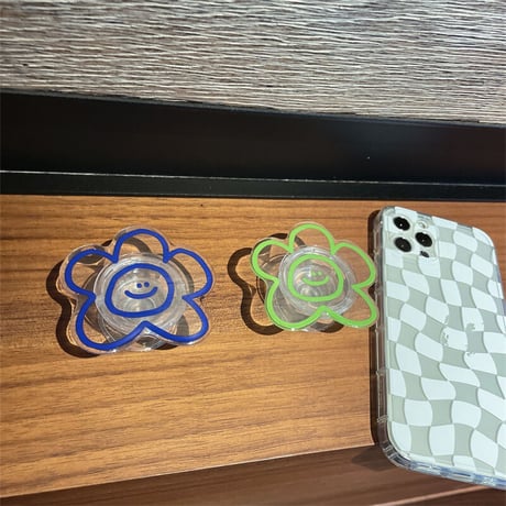 笑顔の花 グリップ   折り畳み式 スマホリング グリップトーク  可愛い  スタンド機能付き 透明感  全機種対応M1215