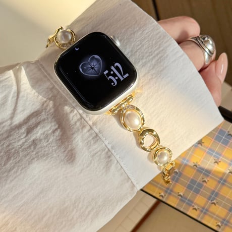 パール  AppleWatchバンド 上品 AppleWatchベルト Series 11/10/9/8 SE3/2  Ultra3/2/1 高級感高品質 大人ファッション[M6236]