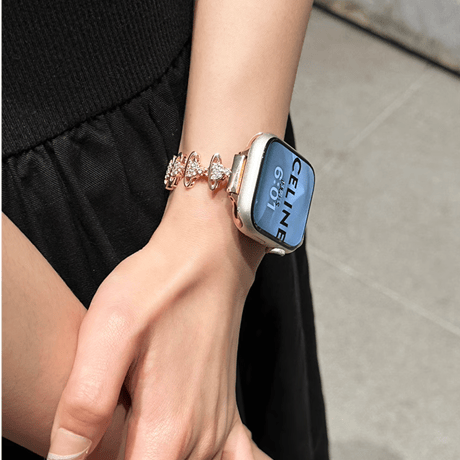 高級感ビジュー Applewatchベルト メタル アップルウォッチバンド Ultra2/1/SE(第2/1世代)/Series9/8/7/6/5/4/3/2/1 エレガント[M4629]