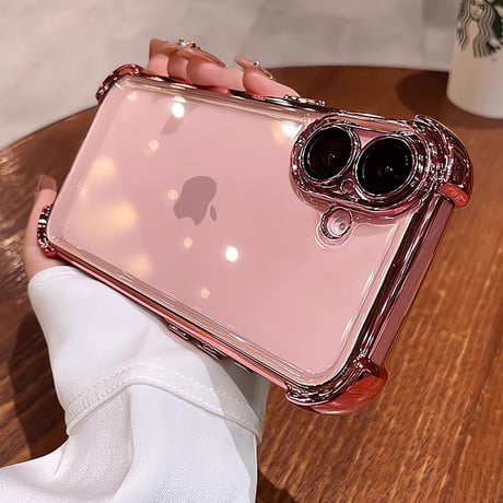 耐衝撃加工 iPhone16pro/16promaxケース メッキ クリアiphone15pro/14/13promax/12カバー 黄ばまない 丈夫[M4665]