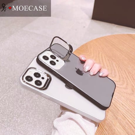 スマホスタンド付 アイフォン13mini/13promaxカバー  高品質 指紋汚れが付きにくい  iphone12/11ケース   クリア 耐衝撃  M1029