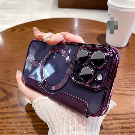 手帳型 iPhone16Pro/16ProMaxケース ICカード収納 レザーiPhone15Pro/14plus/13カバー magsafe対応 レンズカバー [M4625]