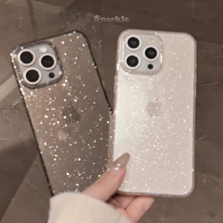 定番 iPhone16pro/16promaxケース キラキララメ iPhone15pro/14pro/13/12カバー 黄ばまない クリアケース [M5085]