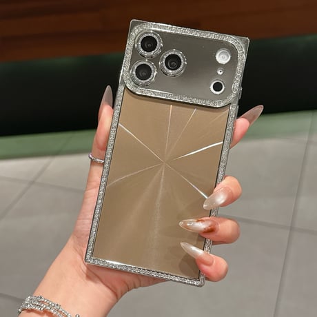 スクエア iPhone17Pro/17ケース ジュエリーライン iPhone17Promax/Air/16Proカバー キラキラ 高級感 存在感抜群[M5790]