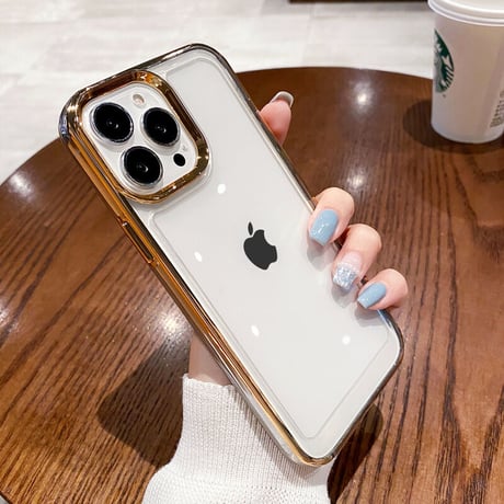 【iPhone16対応】黄ばまないアイフォン15pro/14promaxケース 高透明  高級感 メッキ 耐衝撃加工[M2260]