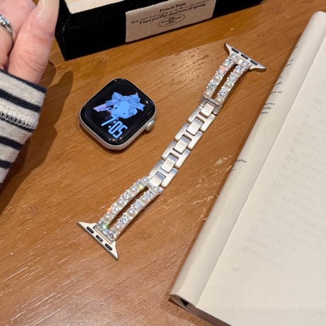 パールブレスレット  AppleWatchバンド メタル AppleWatchベルト Series 11/10/9/8 SE3/2  Ultra3/2/1 高級感高品質 上品[M6394]