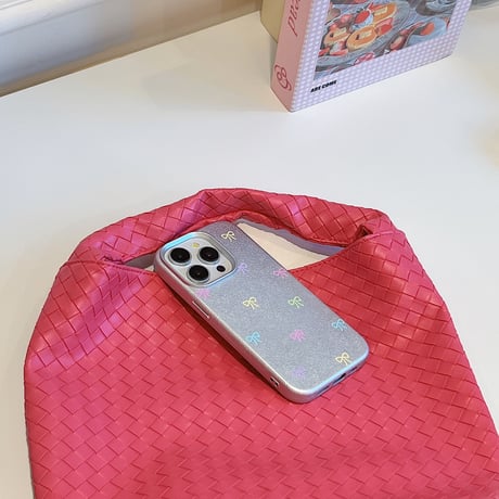 多彩リボン iPhone15/15proケース 指紋防止 皮 iPhone14/13pro/12promaxケース かわいい 女子力アップ[M4501]