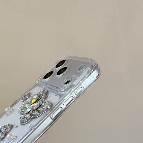 ダイヤデコ蝶 iPhone17Pro/17ケース キラキララメ クリアiPhone16Pro/15/14カバー 豪華 綺麗 人気品 [M6247]
