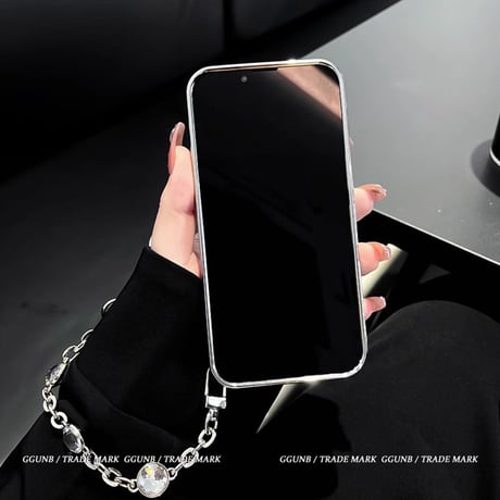 ショルダーチェーン付 iPhone16/15Proケース 鏡付 シック iPhone13Pro/14/12proカバー お洒落 [M4583]
