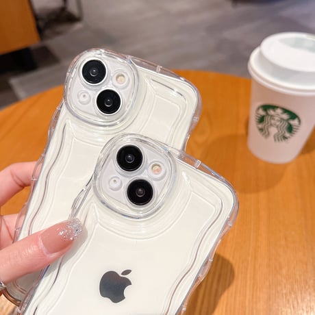 クリア iPhone17e/17Pro/16/15proケース  うねうね シンプル風 アイフォン14pro/13/12/11カバー 落下防止 定番 使いやすい [M2775]