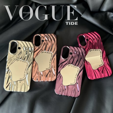 ミラー iPhone16/iPhone16Plus/16Proケース おしゃれ 水紋 アイフォン15Pro/14pro/13/12カバー メッキ シック[M4717]