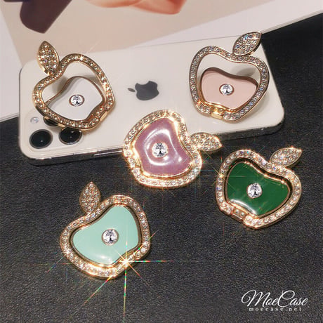 ジュエリーリンゴ スマホリング スタンド キラキラオシャレ かわいい 360度回転可能 高品質 使いやすい 男女兼用 ギフトにおすすめ[M2847]