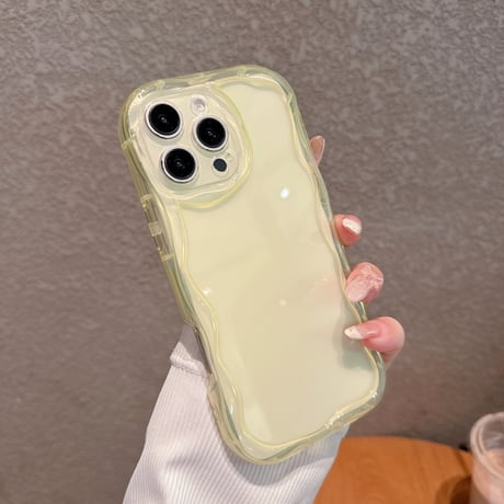 パステルカラー iPhone16pro/16ケース 淡色系 うねうね iPhone15pro/14/13promaxカバー 涼しい感じ クリアケース[M5354]
