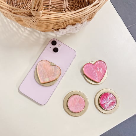 マグネット式スマホグリップスタンド 本物の貝殻 キラキラおしゃれ   艶あり グリップトーク  伸び縮み式 落下防止 耐久性 ギフトにおすすめ[M3299]