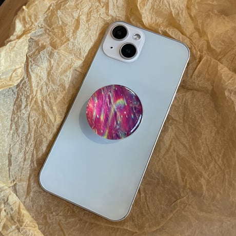 キラキラオーロラ スマホグリップ おしゃれ  伸び縮み式 綺麗グリップトーク  スマホリング  落下防止 卓上スタンド機能 可愛い  便利多機能[M1605]