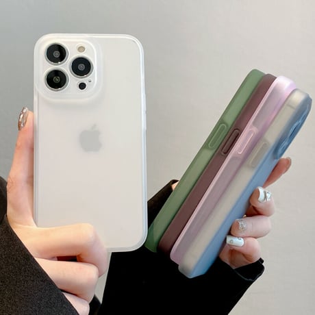 高品質指紋防止 iPhone14/14proケース 黄ばまない アイフォン13/12proカバー  半透明 マット 全面保護 シンプル薄型 [M3190]