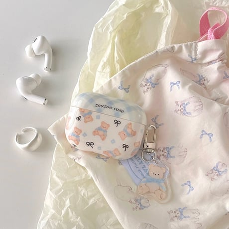 Bear ribbon strap airpodsケース