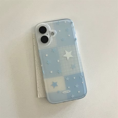 Star blue pattern strap iphoneケース