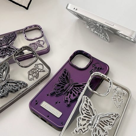 Butterfly stand metal color iphoneケース  スマホケース