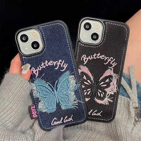 Butterfly denim iphoneケース スマホケース