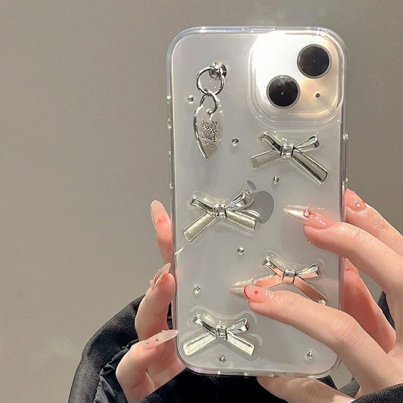 Petite silver ribbon strap iphoneケース スマホケース | E