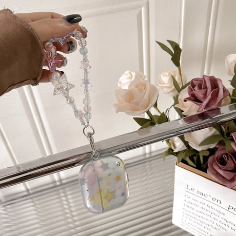 Colorful star clear strap airpodsケース