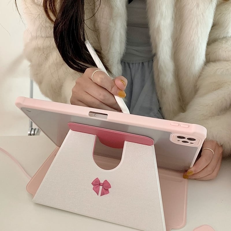Pink long ribbon ipadケース アイパッドケース | Etoilee Pink long ribbon ipadケース アイパッドケース | Etoilee