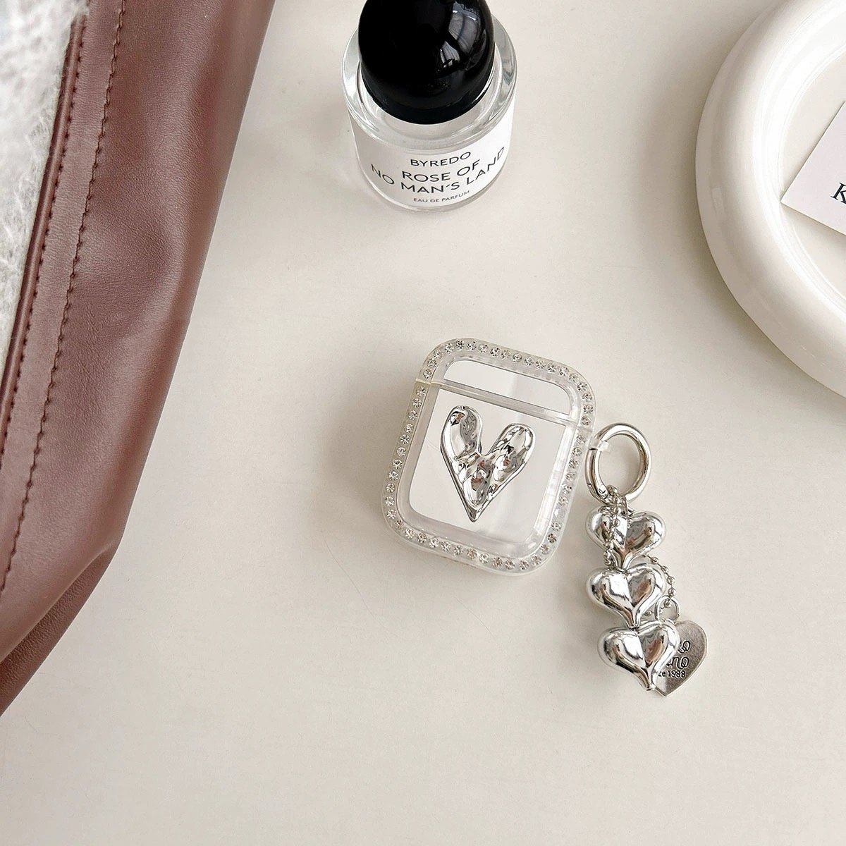 Silver heart jewel strap airpodsケース | Etoilee Silver heart jewel strap airpodsケース | Etoilee