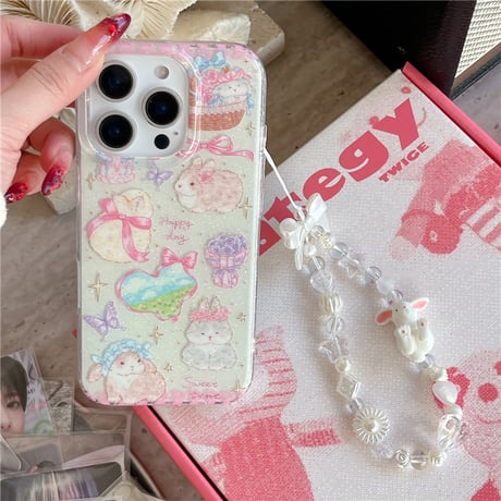 Rabbit pattern strap iphoneケース