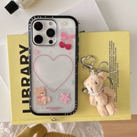 Bear ribbon black side strap iphoneケース