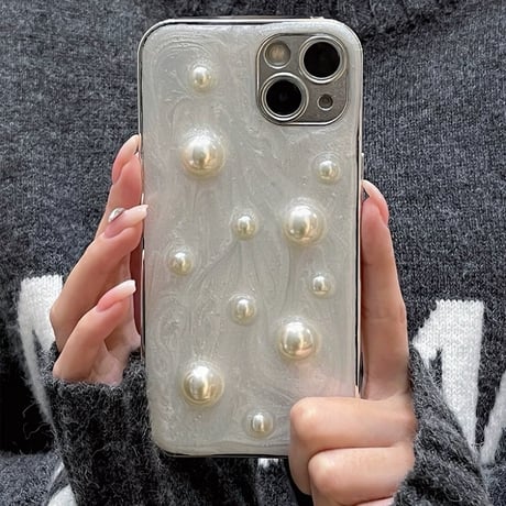 White silver glitter jewel iphoneケース