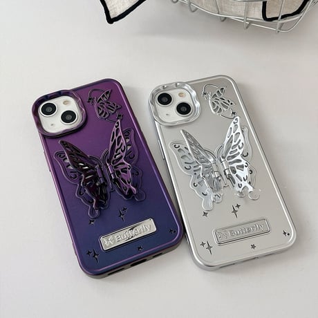 Butterfly stand metal color iphoneケース  スマホケース